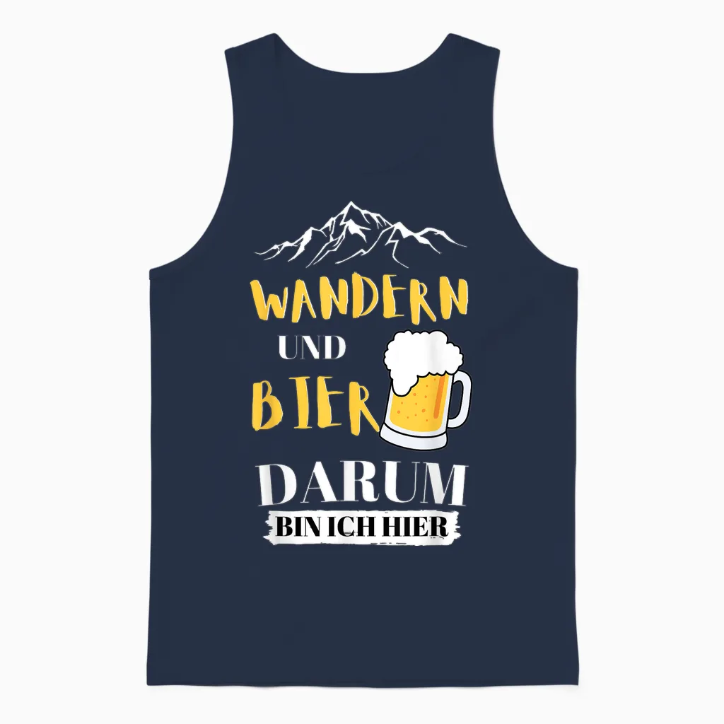 Wandern Und Bier Darum Bin Ich Hier Unisex Tank Top in Navy