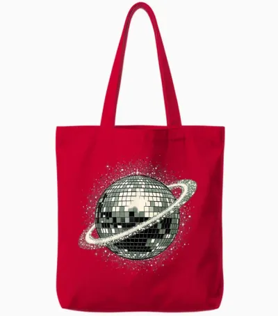 Cool Disco Ball Planet Dance Club Retro Party Tote Bags - Red