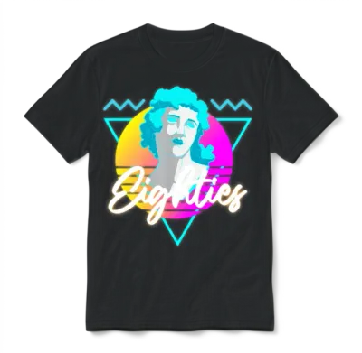 Retro Disco Nostalgia Neon Unisex T-Shirt - Black