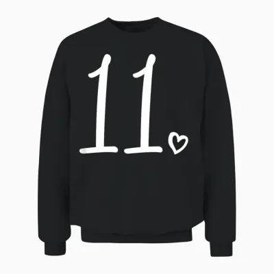 11st Birthday Girls Number 11 Elves Cute 11 Years Old T-Shirt, Black, S Unisex Sweatshirt - Black