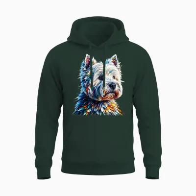 Polygon Art West Highland White Terrier Westie T-Shirt, Black, S Unisex Hoodie - Forest