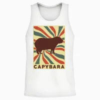 Capybara Retro Vintage Unisex Tank Top - White – 2