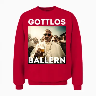 Gottlos Ballern Lustiges Papst Franziskus Fünf Bier Unisex Sweatshirt - Red
