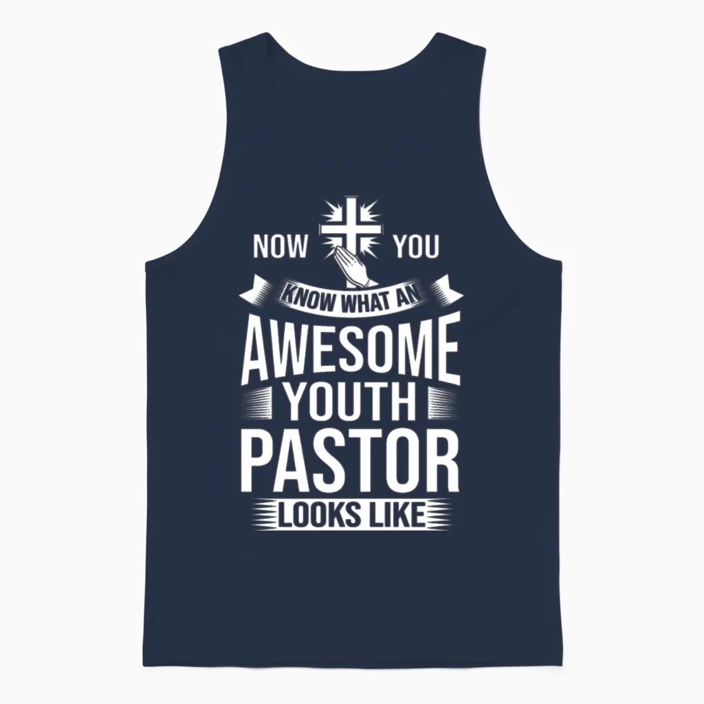 Youth Pastor Church Minister Clergy Christian Unisex Tank Top in Navy