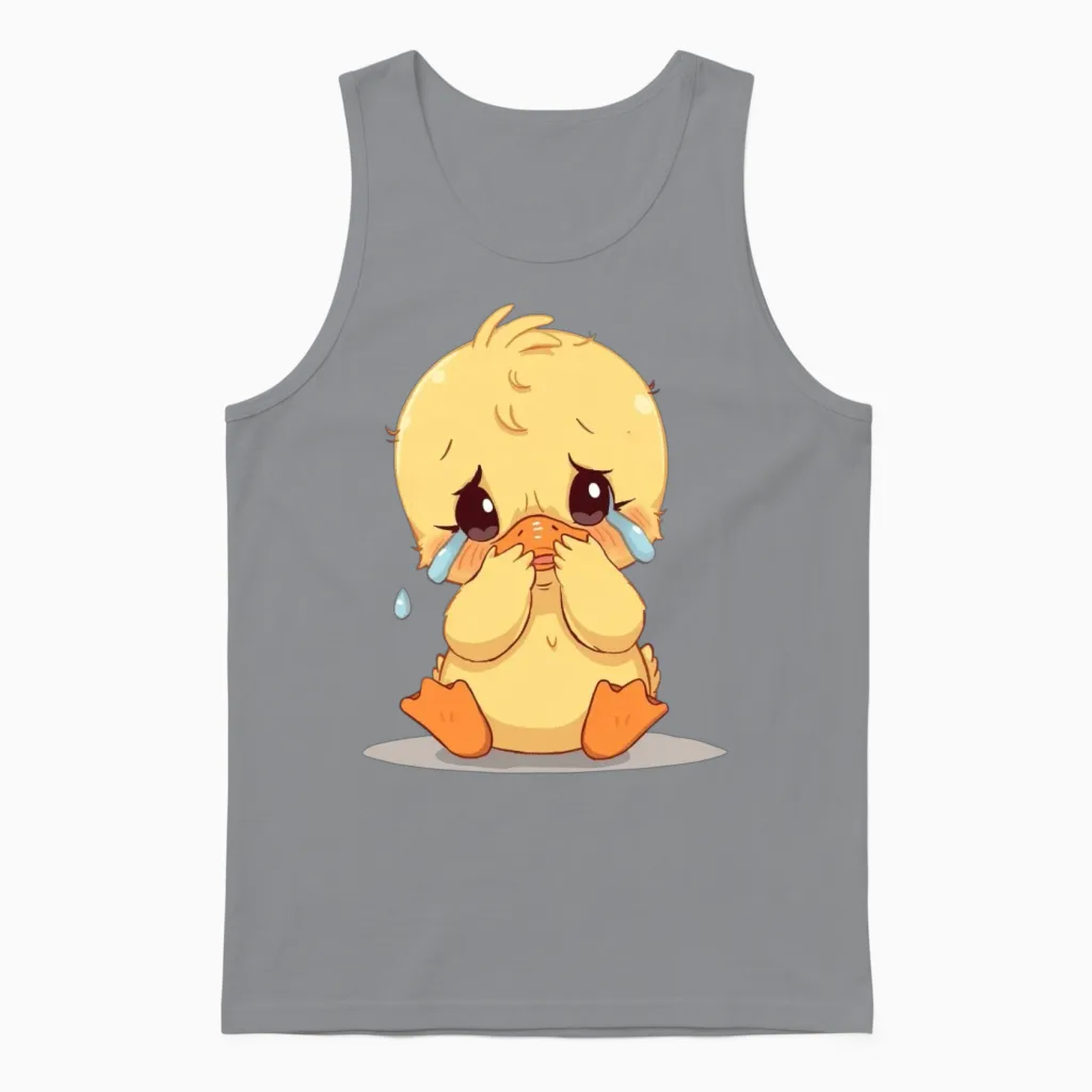 Crying Little Duck Unisex Tank Top in Sport Grey