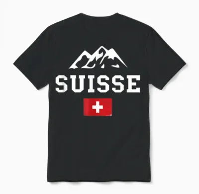 Swiss Flag Switzerland Mountains Pride Switzerland Roots Proud T-Shirt, Black Unisex T-Shirt - Black