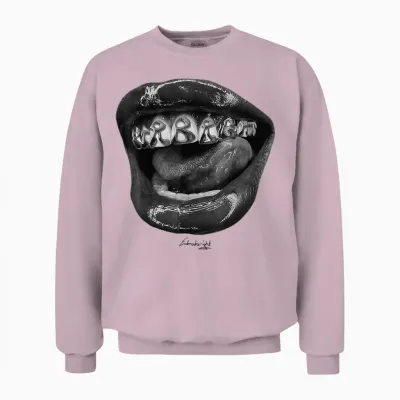 Extrabright Grillz T-Shirt, Men & Women, Unisex Adult & Children, Black, S, Classic, Streetwear, Plain, Pull-On, 1 Count, 0 Pockets, Stretchable, Unique Design, Spring & Summer Unisex Sweatshirt - Light Pink