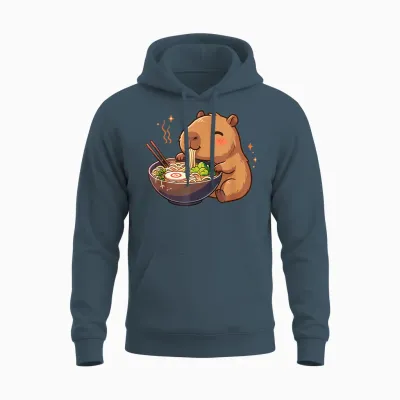 Capybara with Noodles Ramen Kawaii Capybara Unisex Hoodie - Dark Heather