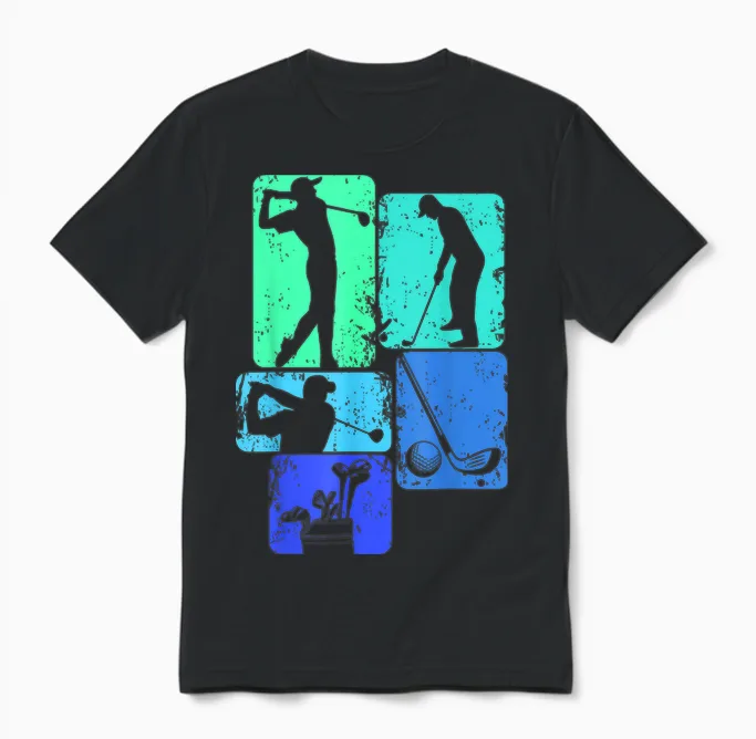 Golf Golfer Golfspieler Kinder Jungen Unisex T-Shirt in Black