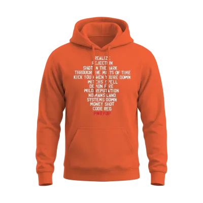 Ac/dc Logo Design with Power Up Tracks Backprint Unisex Hoodie - Orange