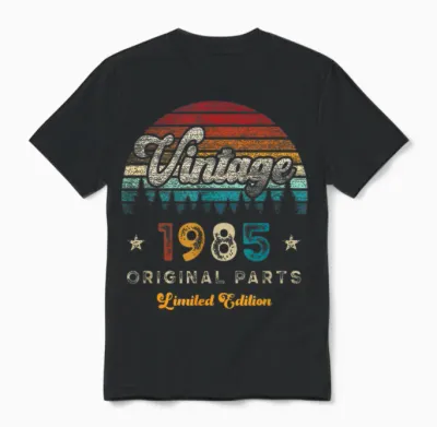Vintage 1985 Birthday 40 Years Old Limited Edition T-Shirt, Black Unisex T-Shirt - Black