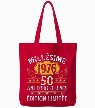 Vintage 1976 50 Years Birthday Man Woman Vintage 1976 Tote Bags - Red