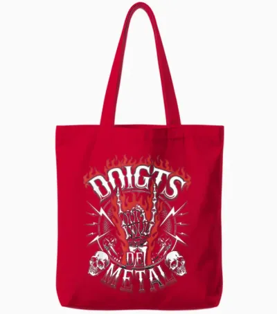 Finger Metal Gift Heavy Ultra Hardrock Vomit Humor Tote Bags - Red