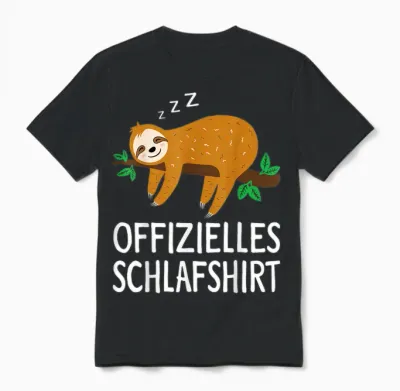 Official Sleepshirt Sloth Nightdress Pyjamas Gift T-Shirt, Black Unisex T-Shirt - Black