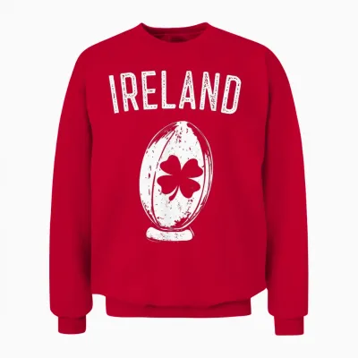 Shamrock Irish Rugby Ball - Irish Clover for Men, Women and Kids T-Shirt, Green, S Unisex Sweatshirt - Red