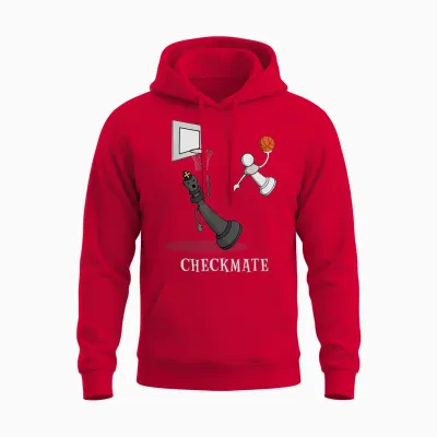Funny Checkmate Chess Basketball Game Board King Pawn Piece Unisex Hoodie - Red