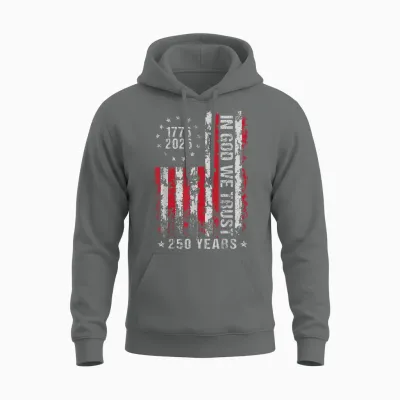In God We Trust 250 Years Patriotic Freedom Usa Flag Vintage Unisex Hoodie - Graphite Heather