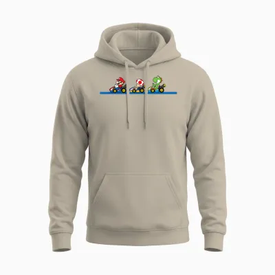 Mario Kart Yoshi Toad & Mario Vintage Race Line Up Unisex Hoodie - Sand