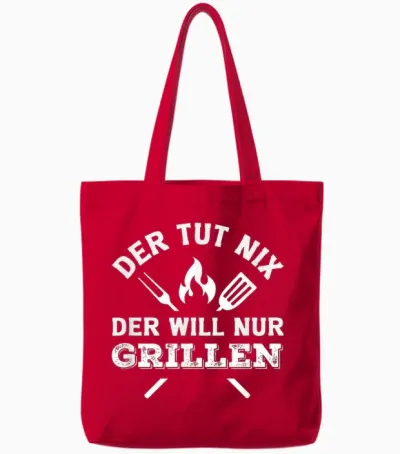 Der Tut Nix Der Will Nur Grillen Lustiger Grillmeister Bbq Tote Bags - Red