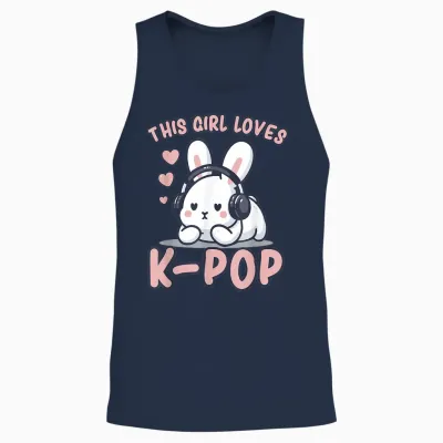 K-Pop | This Girl Loves K-Pop | Rabbit K-Pop for Girls T-Shirt, Black Unisex Tank Top - Navy