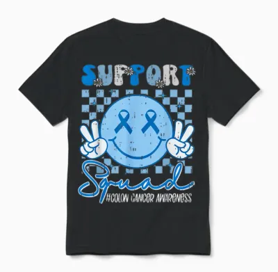 Colorectal Colon Cancer Awareness Support Smile Boy Girl Kid Unisex T-Shirt - Black