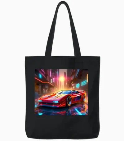 Retro Red Tote Bags - Black