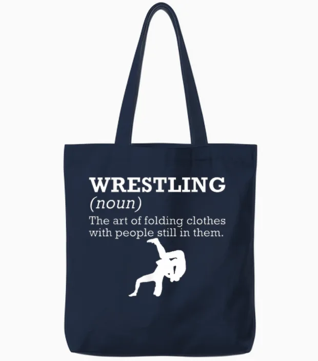 Funny Definition Wrestling Wrestler T-Shirt Small Tote Bags in Navy