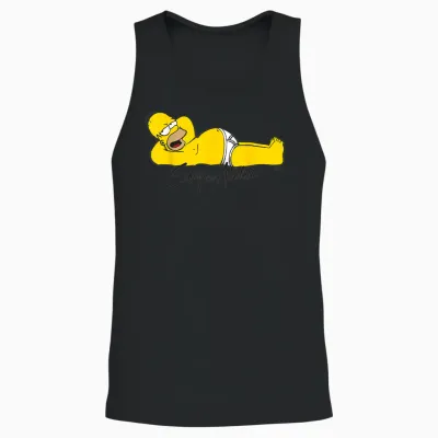 The Simpsons Homer Sexy Cheeky Couch Potato Lounging Unisex Tank Top - Black