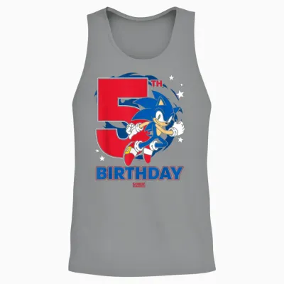 Sonic the Hedgehog 5th Birthday Epic Sonic Big Chest Logo Unisex Tank Top - Sport Grey