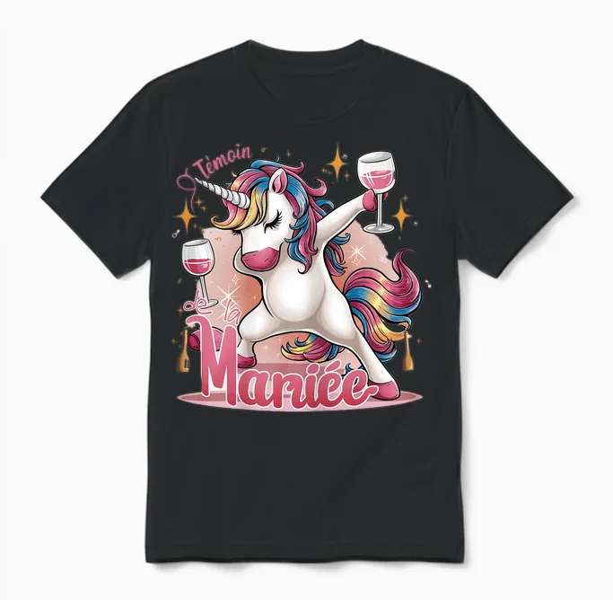 Team Unicorn Future Bride Witness of the Bride Evjf Humor T-Shirt, Black Unisex T-Shirt in Black