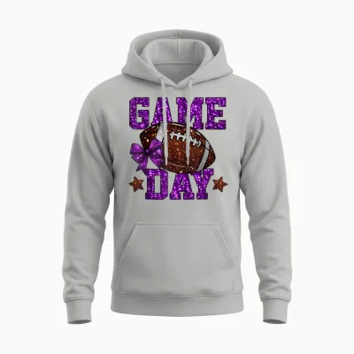 Game Day Touchdown Football Mom Girls Go Cheer Purple Unisex Hoodie - Ash