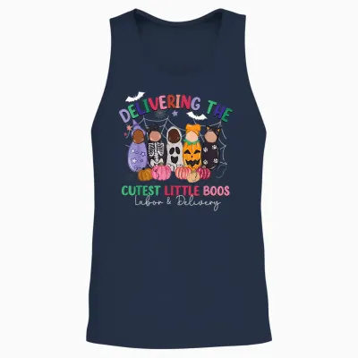 Delivering the Cutest Boos Labor & Delivery Halloween Nurse Unisex Tank Top - Navy
