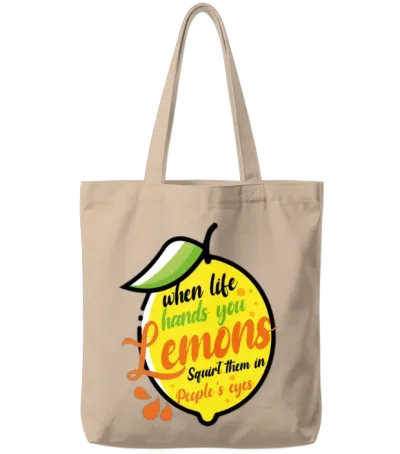 Funny Life Lemons Tote Bags - Natural