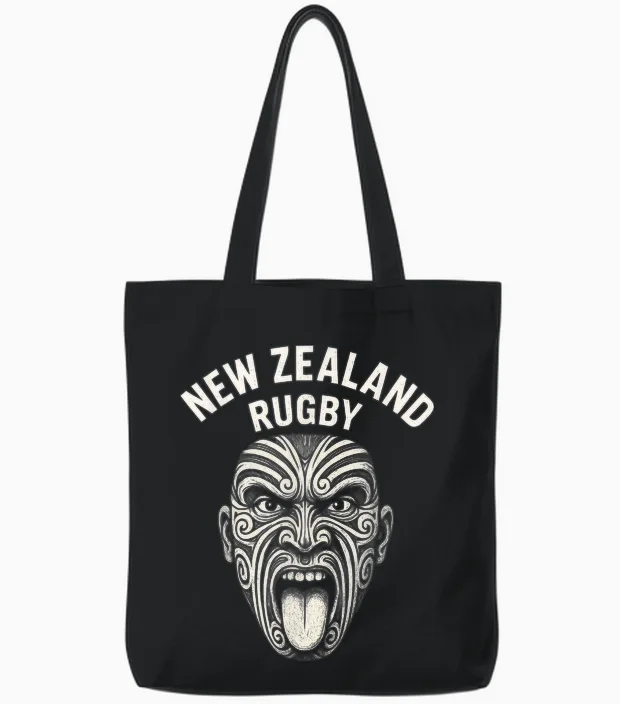 New Zealand Rugby Maori Haka Tote Bags in Black