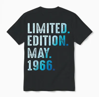 Mai 1966 Année 1966 Rétro 1966 Vintage édition Limitée Unisex T-Shirt - Black