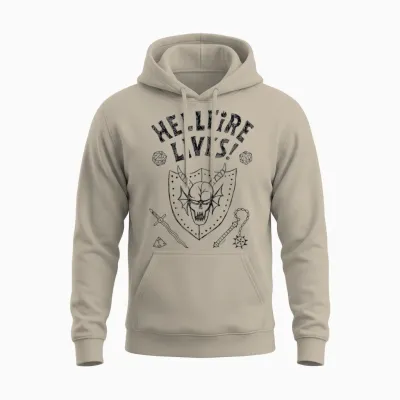 Stranger Things Hellfire Lives Officially Licensed Unisex Hoodie - Sand