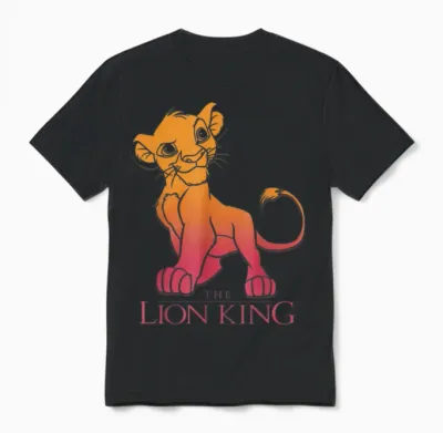 Disney the Lion King Simba Gradient Portrait T-Shirt, Black, S Unisex T-Shirt - Black