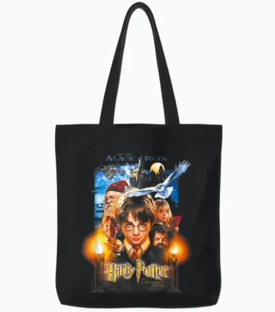 Harry Potter Black Movie Poster T-Shirt, Adult, Women, Short Sleeve, T-Shirt, Small Tote Bags - Black