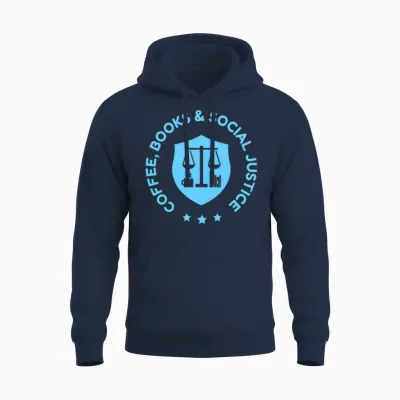Coffee Books and Social Justice Meme Quote Unisex Hoodie - Navy