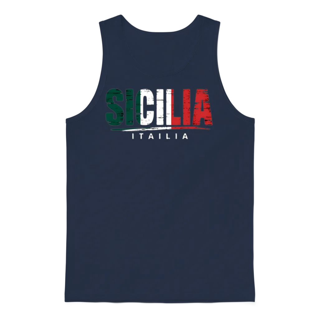 Sicilia Italia - Sicilian Pride, Italian Heritage Unisex Tank Top - Navy