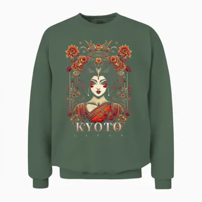 Kyoto, Japan, Geisha, Jugendstil Unisex Sweatshirt - Military Green