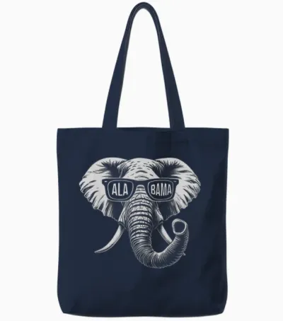 Vintage State of Alabama Elephant Lovers Tote Bags - Navy