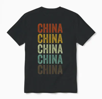 China Retro Vintage Unisex T-Shirt - Black