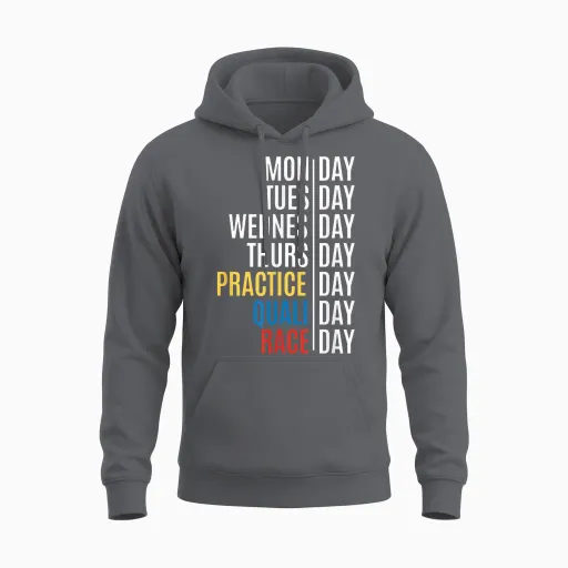 Rennwochen-Countdown Motorsport Fanatic Race Day Enthusiast T-Shirt, Black, S Unisex Hoodie - Charcoal