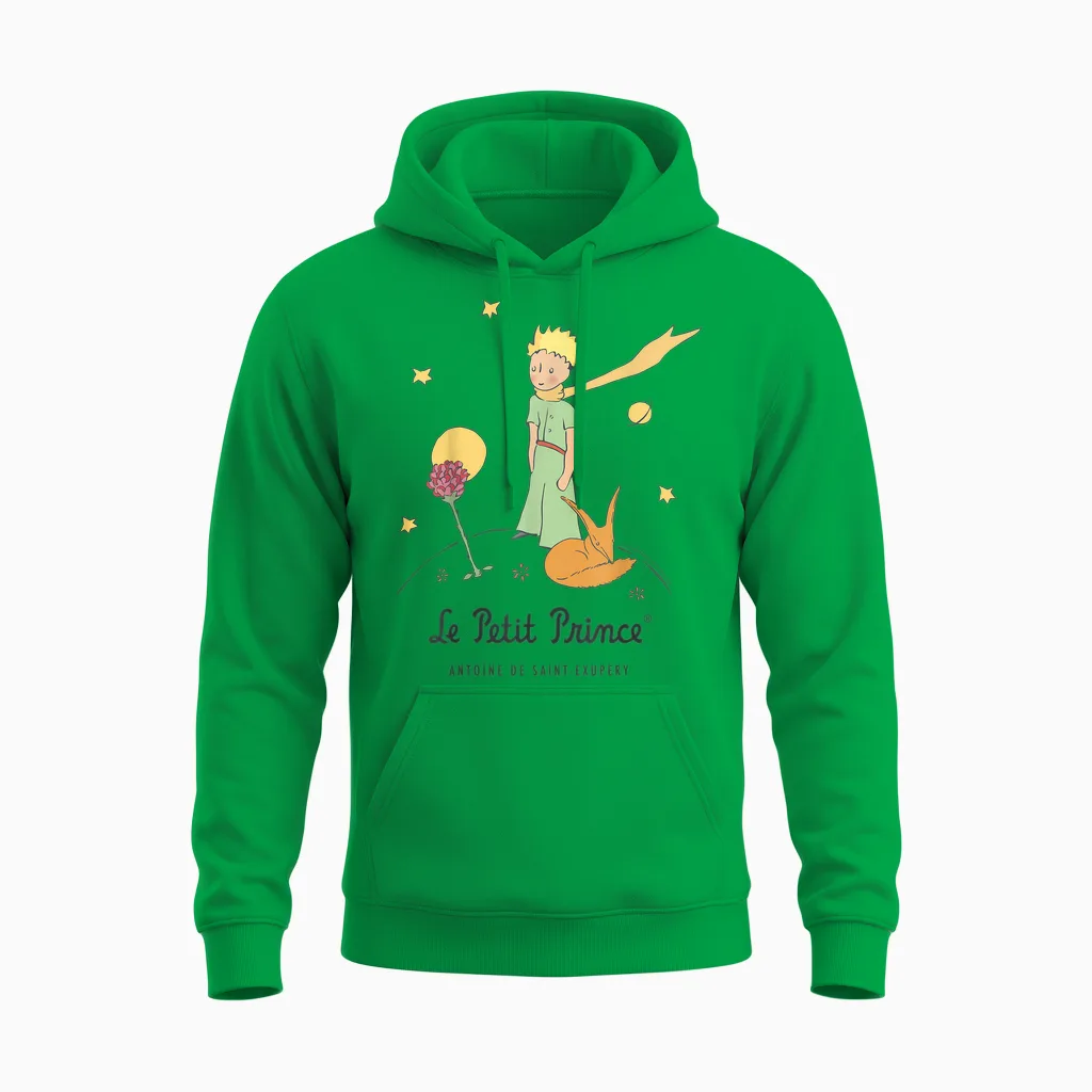 Le Petit Prince Stars Fox Pink Planet Unisex Hoodie in Irish Green