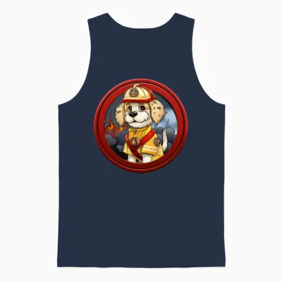 Dogs Firefighter / Fireman Dog Unisex Tank Top - Navy