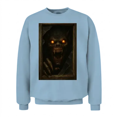 Demonic Skull with Glowing Eyes Unisex Sweatshirt - Light Blue