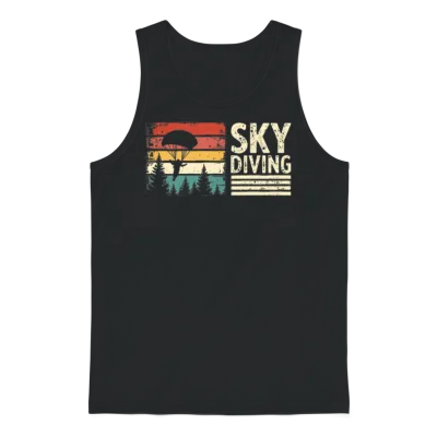 Skydiving Vintage Retro Sunset Unisex Tank Top - Black
