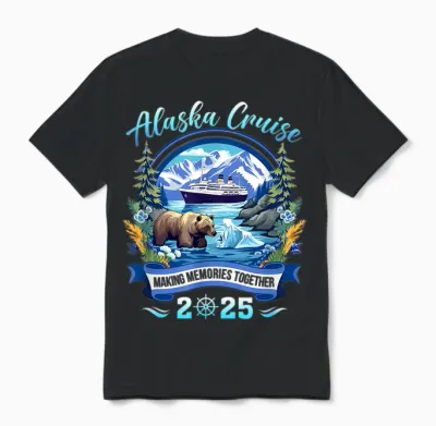 Matching Family Friends and Group Alaskan Alaska Cruise 2025 Unisex T-Shirt - Black