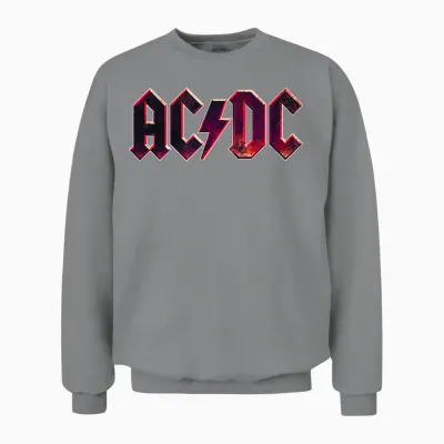 Official Ac/dc Raw Distressed Logo Band Hard Rock Unisex Sweatshirt - Sport Grey